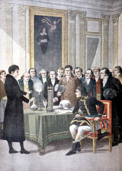 Alessandro Volta, che dimostra la sua pila a Napoleone, c1800 1901 da Unbekannt