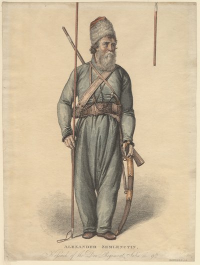 Alexander Zemlyanukhin, cosacco del Reggimento del Don, ca 1813 da Unbekannt
