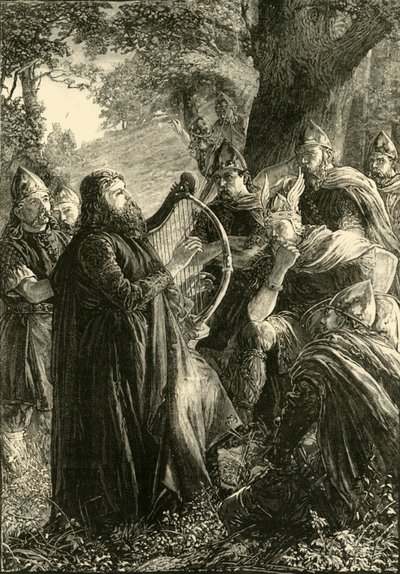 Alfredo il Grande, travestito da arpista, suona davanti a Guthrum da Unbekannt