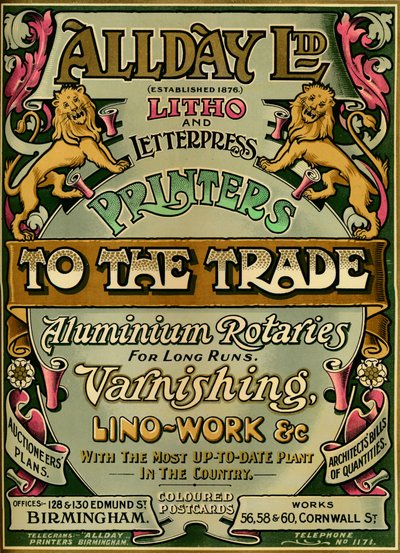Allday Ltd - pubblicità, 1907 da Unbekannt