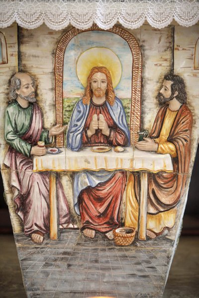 Altare che raffigura Gesù con i pellegrini di Emmaus, Depressa, Italia da Unbekannt