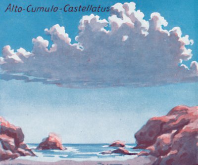 Alto-Cumulo-Castellatus - Una dozzina delle principali forme di nuvole nel cielo, 1935 da Unbekannt