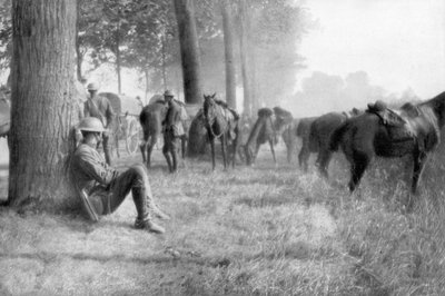Unità di cavalleria americana a riposo, Chemin des Dames, Francia, 1918 da Unbekannt