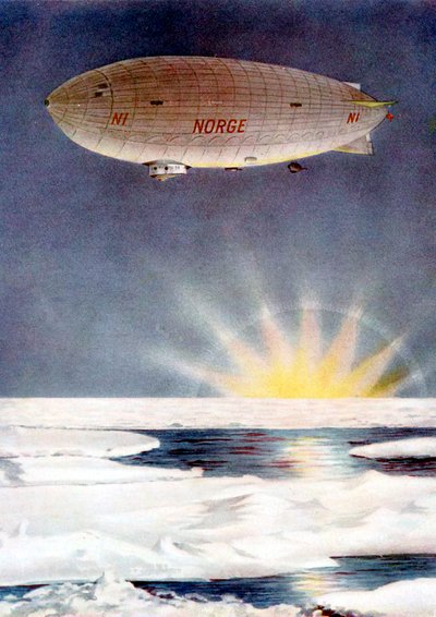 Il dirigibile di Amundsen, il Norge, sopra il Polo Nord, 1926 da Unbekannt