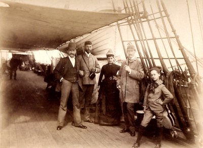 A bordo della Fulda, con D. Blottnitz, Frau Dr. Hildebrand Koch, Kirchner e Wilh. Mallinkrodt attraversando l