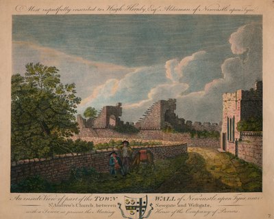Una vista interna del muro della città di Newcastle upon Tyne, c1760-90 da Unbekannt