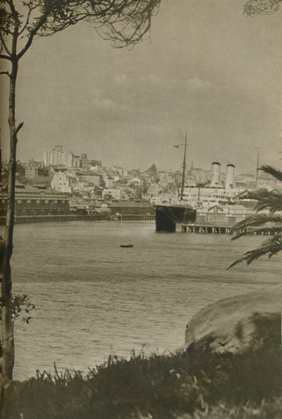 Un transatlantico Orient ormeggiato nella baia di Woolloomooloo, 1937 da Unbekannt