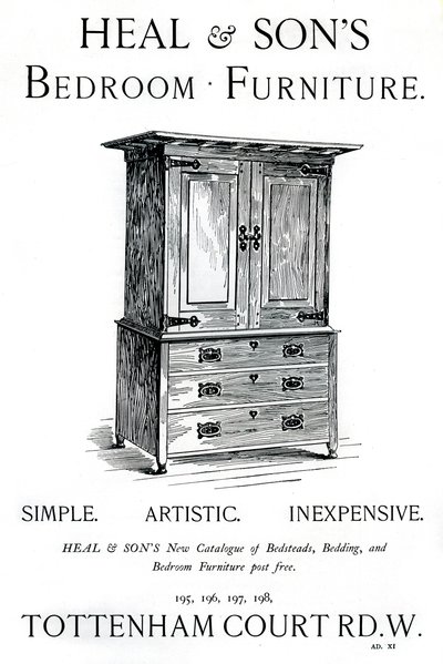 Pubblicità per i mobili da camera di Heal and Sons, 1898 da Unbekannt