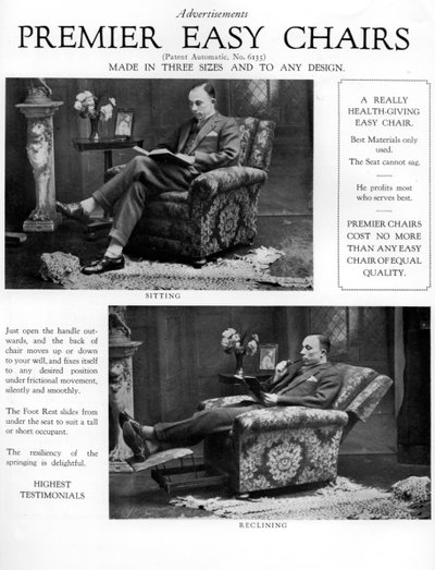 Una pubblicità per le poltrone Premier, 1926 da Unbekannt