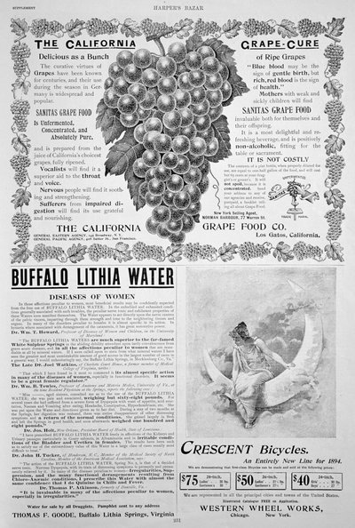 Una pagina pubblicitaria in Harper