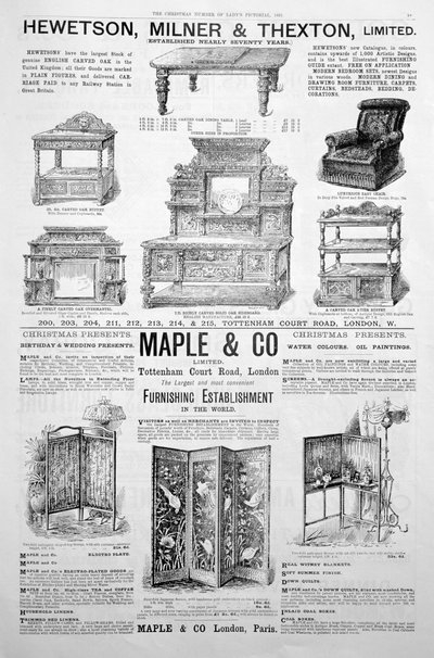 Una pagina pubblicitaria nella rivista Ladys Pictorial di Natale 1891 da Unbekannt