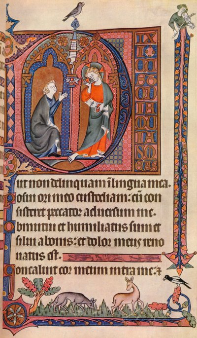 Una pagina illuminata dal Salterio Vaux-Bardolf, c1310, 1937 da Unbekannt