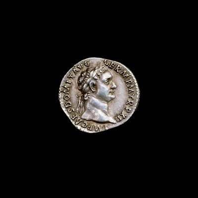 Moneta romana antica raffigurante il busto di Domiziano, 81-96 d.C. da Unbekannt