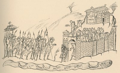 Guerrieri anglosassoni che si avvicinano a un forte, 1908 da Unbekannt