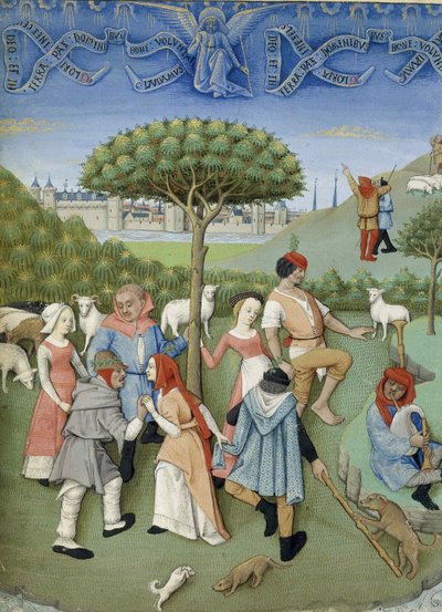 Annunciazione ai pastori: danza campestre. Da Heures de Charles d