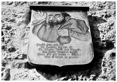 Antisemitismo: iscrizione medievale sul muro della città, Rothenburg, Germania, 1956 da Unbekannt