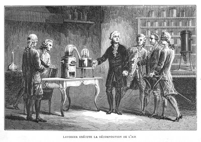 Antoine Laurent Lavoisier, chimico francese, dimostra la sua scoperta dell