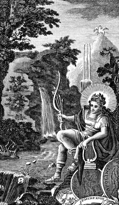 Apollo, antico dio greco della musica, poesia, tiro con l