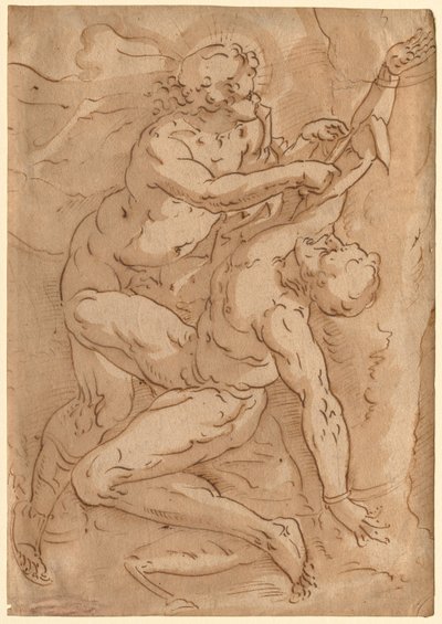 Apollo scuoia Marsia recto Due schizzi di madre e figlio verso, XVI secolo da Unbekannt