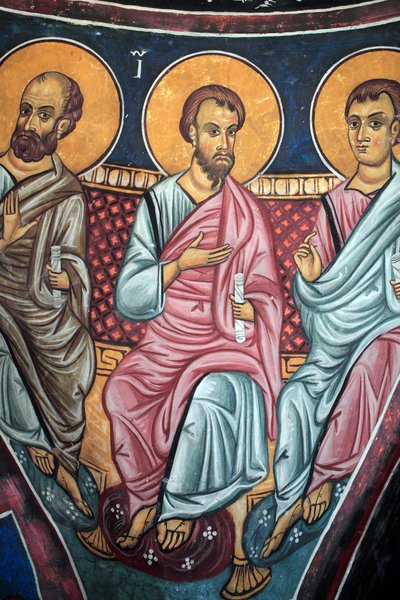 Rappresentazione degli Apostoli intorno a Cristo e il Giudizio Universale Dettaglio dell