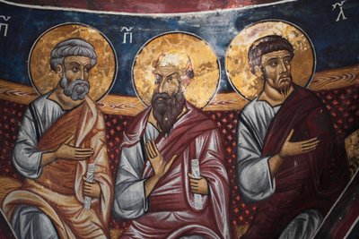 Rappresentazione degli apostoli intorno a Cristo e il Giudizio Universale Dettaglio dell