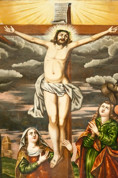 Chiesa Apostolica Armena; murale; scena del Nuovo Testamento; la crocifissione di Gesù; Cattedrale di Vank; Jolfa o Nuova Julfa; Isfahan; Iran; Asia da Unbekannt