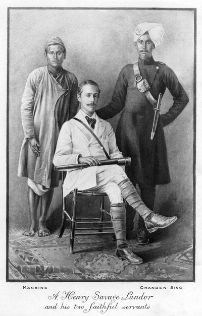 Arnold Henry Savage Landor 1865-1924 e i suoi due fedeli servitori, 1898 da Unbekannt