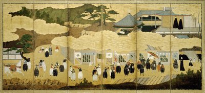 Arrivo di una nave portoghese. Schermo Nanban, ca. 1600 da Unbekannt