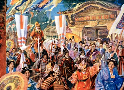 Impressione artistica di Yorimoto, guerriero giapponese del 12° secolo, 20° secolo da Unbekannt