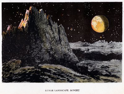 Impressione artistica del paesaggio lunare al tramonto da Unbekannt