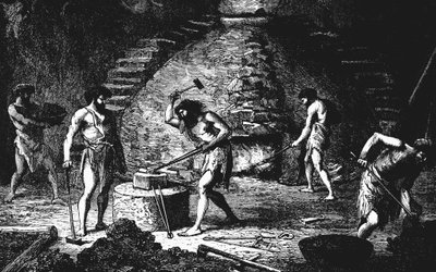 Ricostruzione artistica di una fucina dell