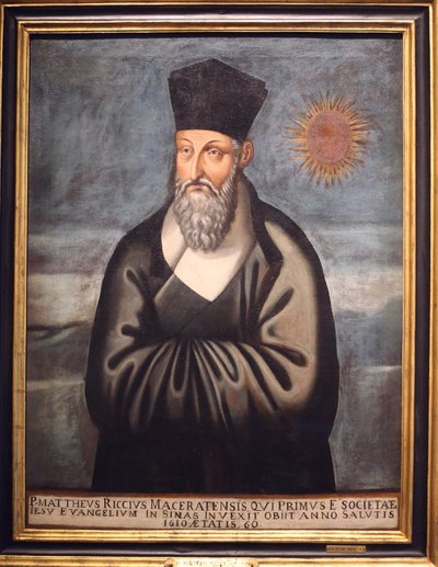 Museo delle Civiltà Asiatiche. Cristianesimo in Asia: Arte Sacra e Splendore Visivo. Ritratto di Matteo Ricci (un gesuita italiano che ha trascorso gran parte della sua vita portando il cristianesimo in Cina). Emmanuele Pereira (You Wenhui) da Unbekannt