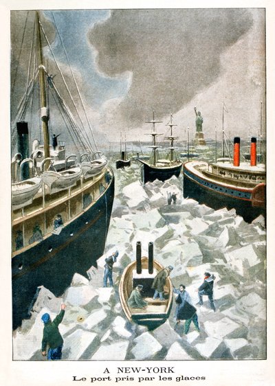 A New York, il porto preso dal ghiaccio, 1901 da Unbekannt