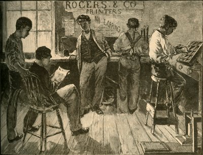 Al lavoro nella tipografia, 1881 da Unbekannt