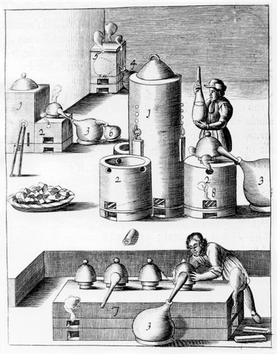 Athanor o Slow Harry, un forno autoalimentato che mantiene una temperatura costante, 1683 da Unbekannt