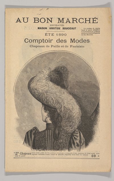 Au Bon Marché-Comptoir des Modes, Cappelli di paglia di fantasia, Estate 1890, 1890 da Unbekannt