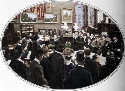 Asta in corso presso i banditori Phillips, Londra, c1901 da Unbekannt