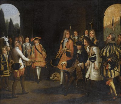 Udienza di Luigi XIV con lo Zar Pietro il Grande a Versailles, 1717, prima metà del XVIII secolo da Unbekannt