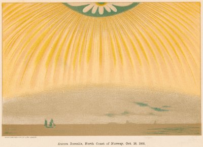 Aurora Boreale o Luci del Nord osservate dalla Norvegia settentrionale, 10 ottobre 1868, 1906 da Unbekannt