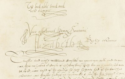 Lettera autografa della Regina Elisabetta I a Maria, Regina di Scozia, 1584 da Unbekannt