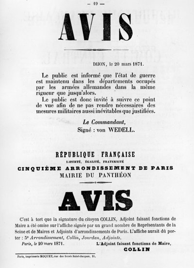 Avise, dai manifesti politici francesi della Comune di Parigi da Unbekannt