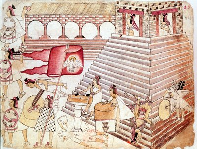 Guerrieri aztechi che difendono il tempio di Tenochtitlan, Messico da Unbekannt