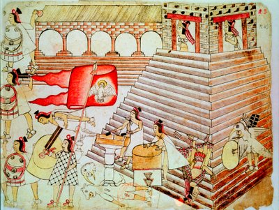 Guerrieri aztechi che difendono il tempio di Tenochtitlan contro i Conquistadores da Unbekannt