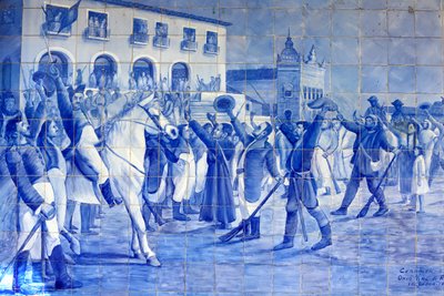 Mosaico di azulejo raffigurante il popolo di Cachoeira che acclama il principe Pedro, che ha guidato il Brasile all