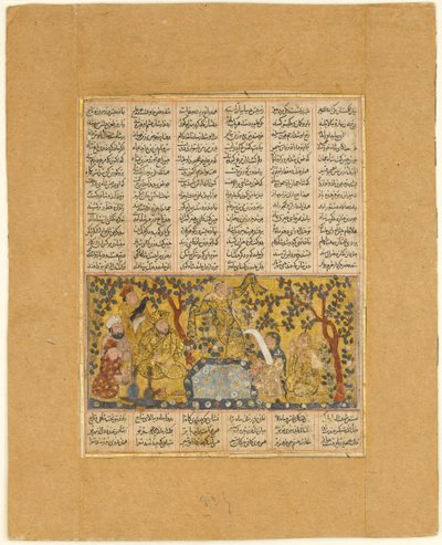 Bahram Gur intrattenuto dalle figlie di Barzin, foglio da uno Shahnama..., 1300-1330 da Unbekannt