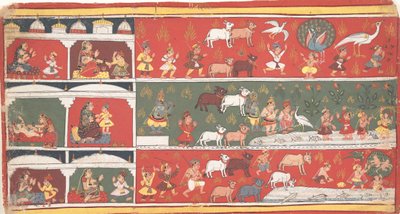 Bakasura, il demone gru, arriva a Brindavan... un Bhagavata Purana disperso da Unbekannt