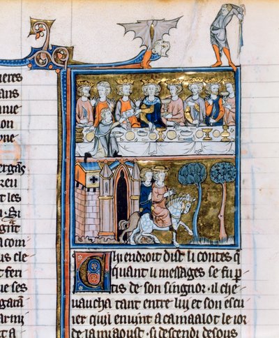 Banchetto e cavalieri, c1280-1290 da Unbekannt