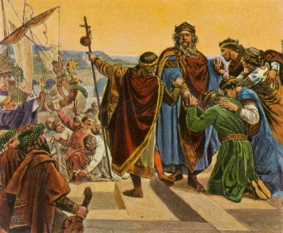 Barbarossa saluta mentre parte per la sua crociata, 1189 da Unbekannt