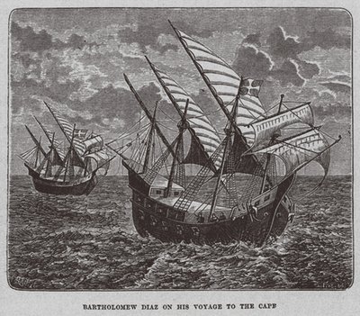 Bartolomeo Diaz nel suo viaggio verso il Sudafrica, 1878 da Unbekannt