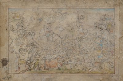 Scena di battaglia da un Devi Mahatmya, fine XVIII secolo da Unbekannt